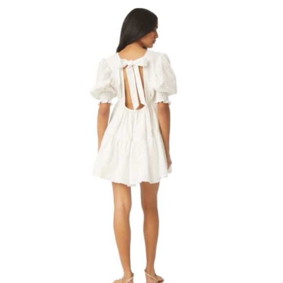 NWT MISA Fraser Tiered Cotton White Mini Dress Size Medium -$395 - Picture 2 of 9
